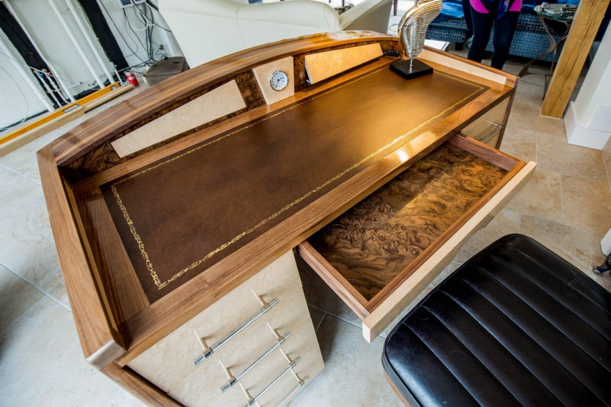 Walnut & Leather Desk, Waterhall Joinery Ltd