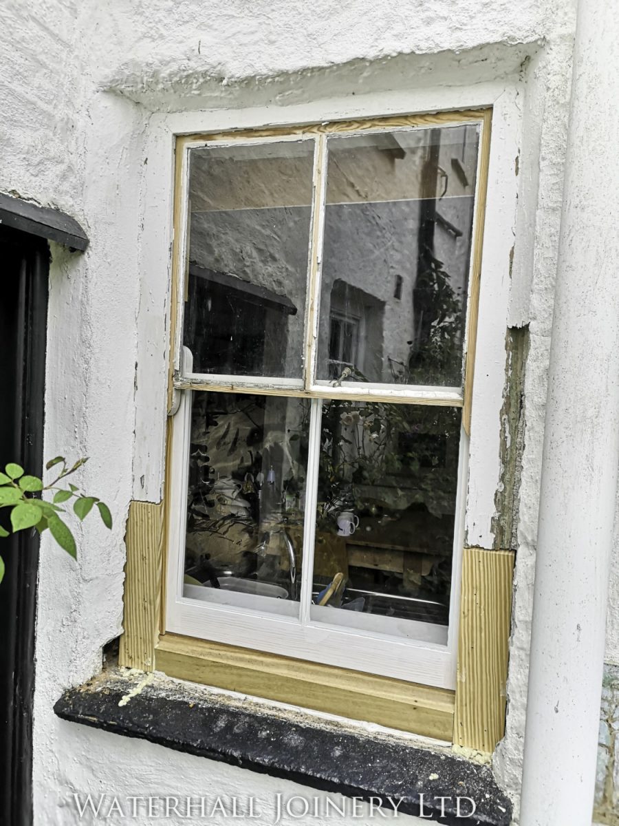 Wooden repairs to old rotten sash window