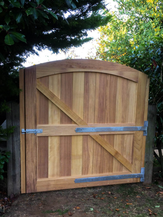 Curved Top Iroko Gate, Waterhall Joinery Ltd, Bespoke Joinery