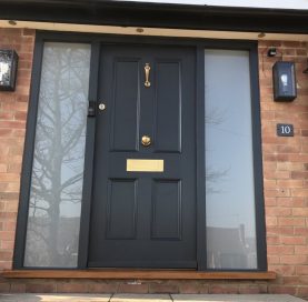 4 panel front door with satin double glazed sidelights